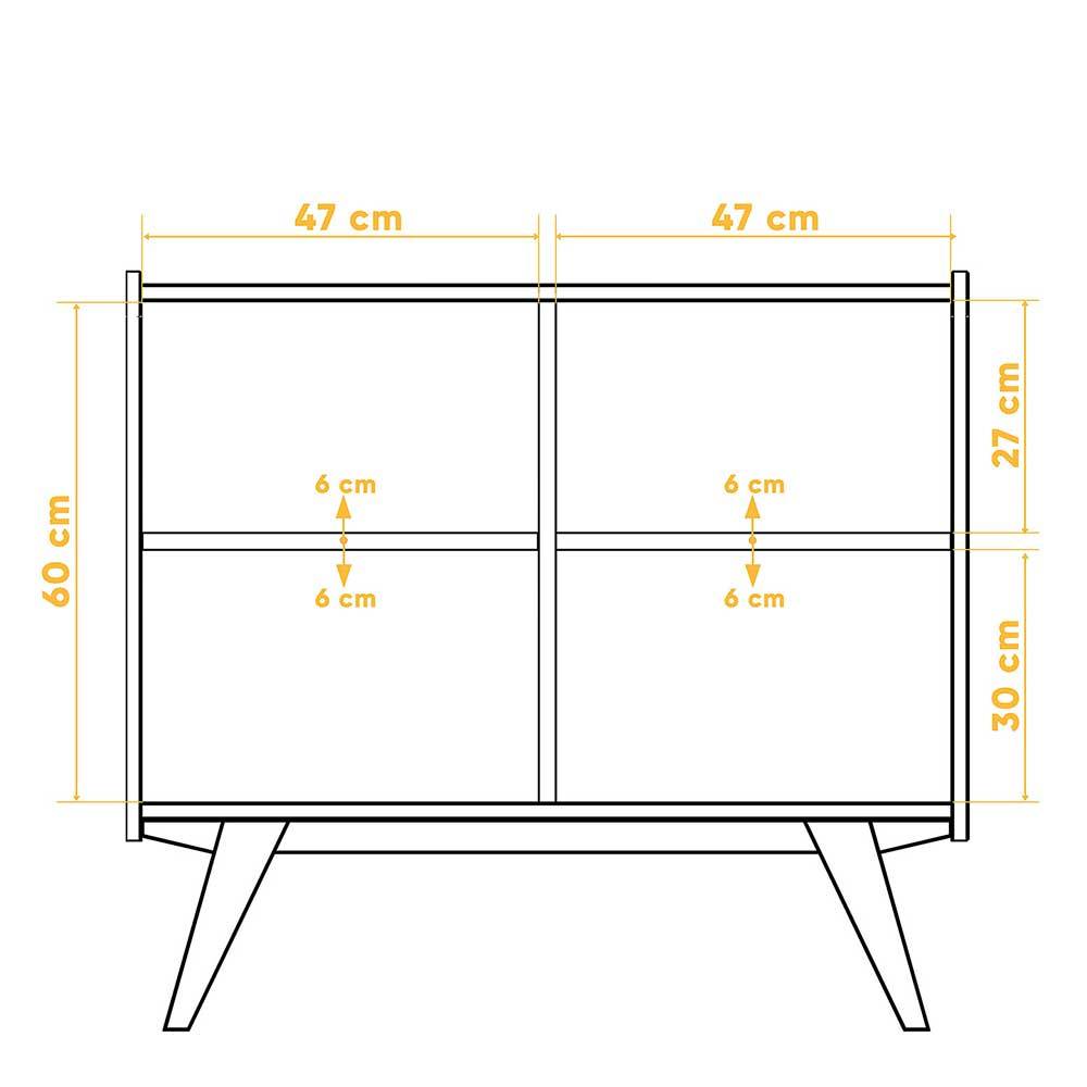 Türenkommode Carilla aus Wildeiche Massivholz 90 cm hoch