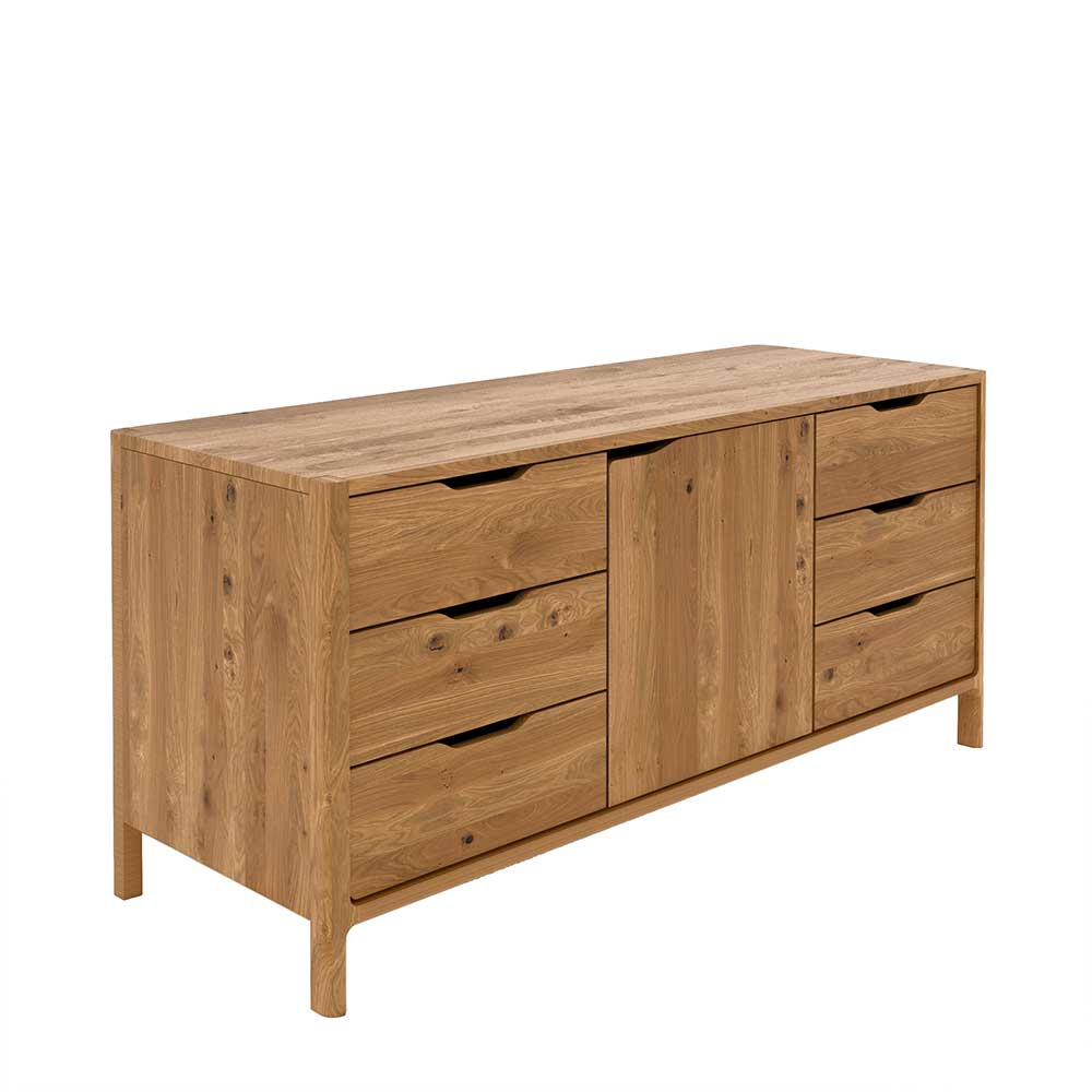 Modernes Sideboard Koropi mit sechs Schubladen aus Wildeiche Massivholz