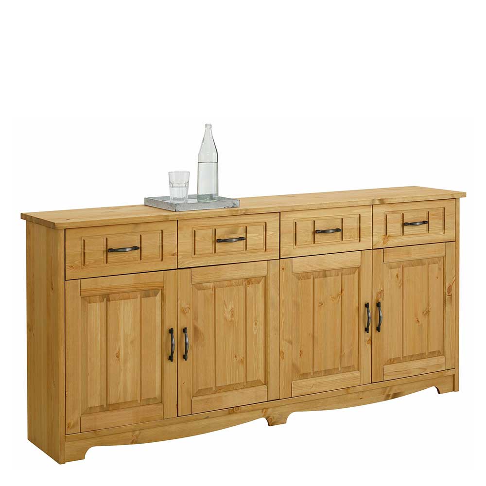 Landhausstil Kiefer Sideboard Arcuja massiv geölt 4 türig