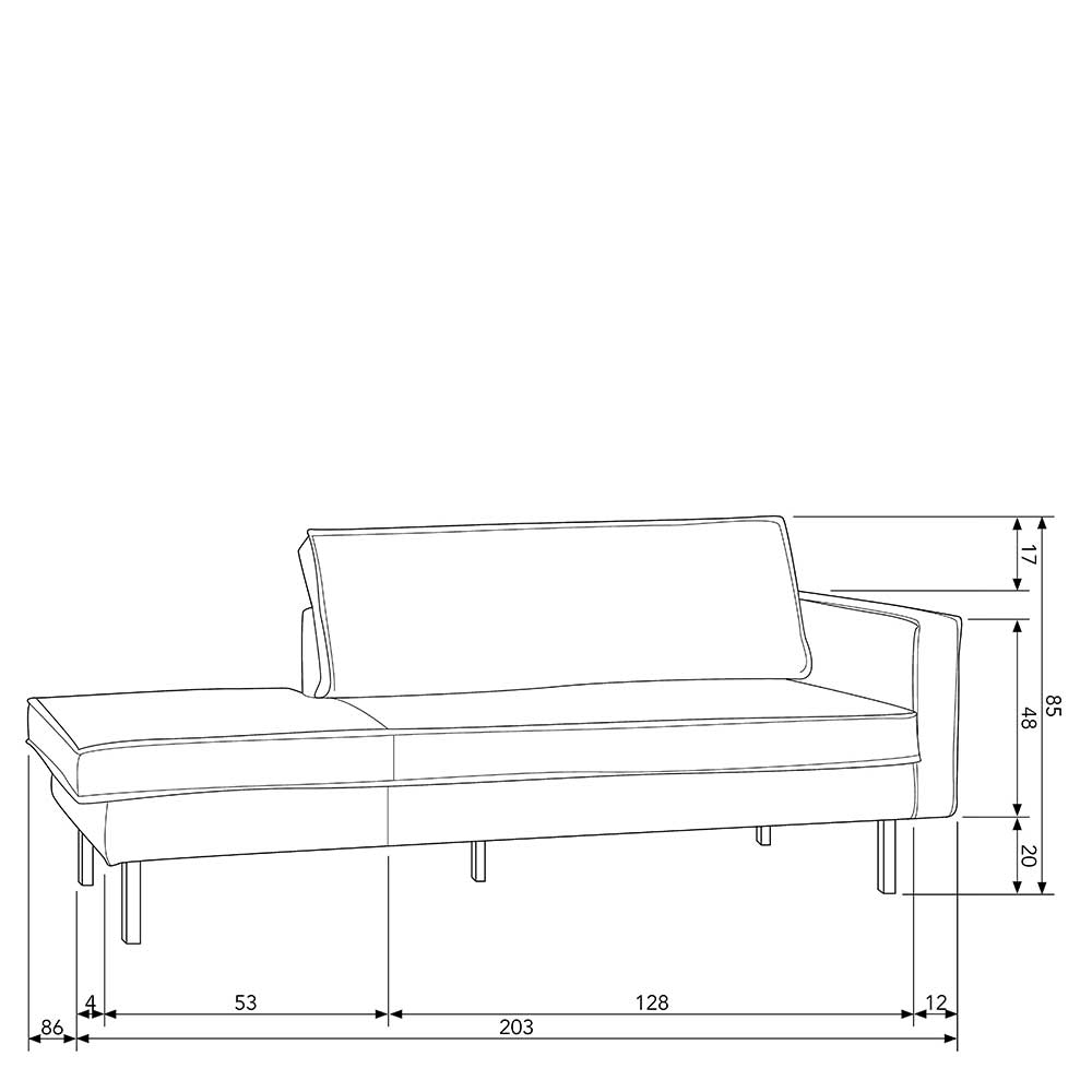 Couch Recamiere Klasvan in Rotbraun Samt im Retrostil