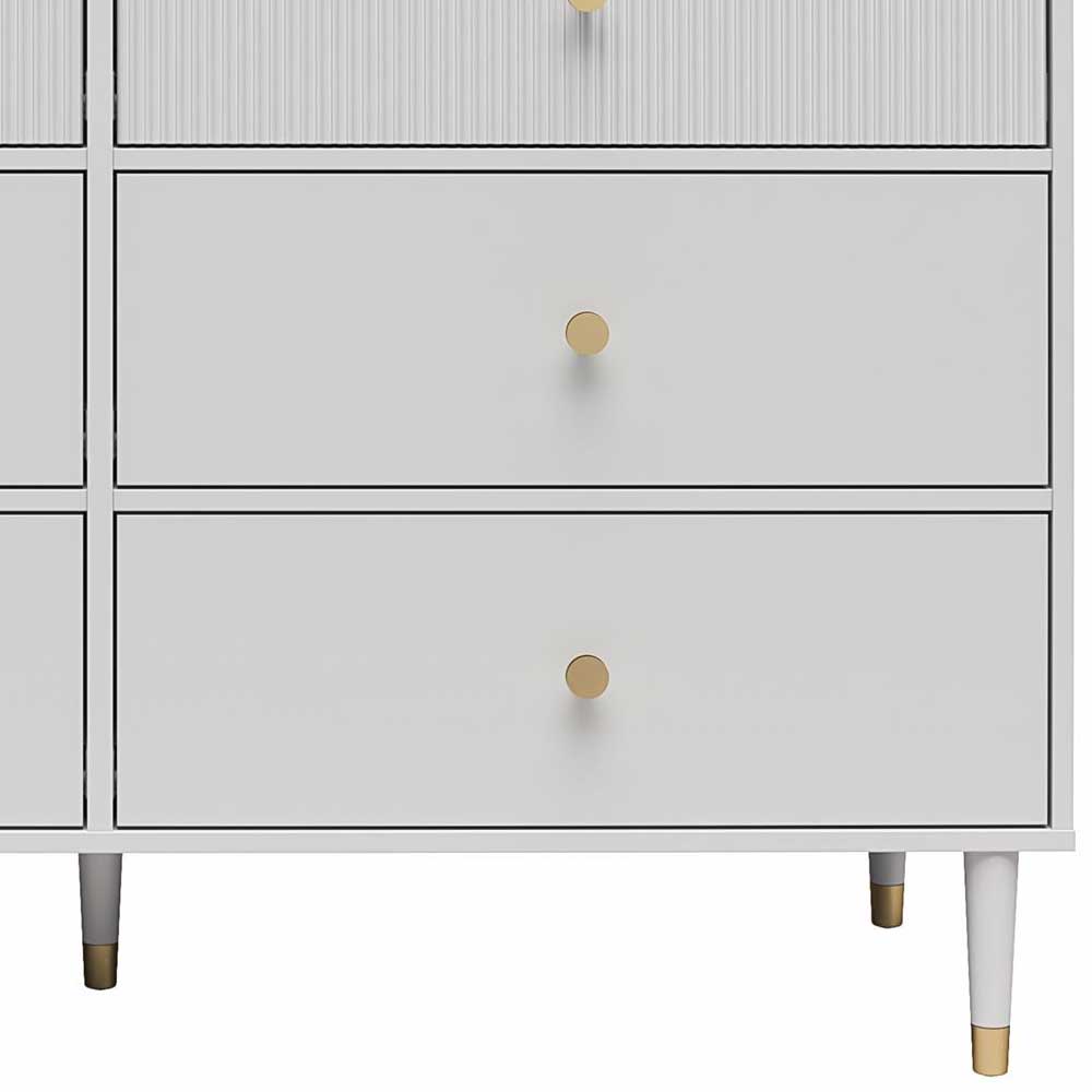 Hellgraues Sideboard Eli mit sechs Schubladen in modernem Design