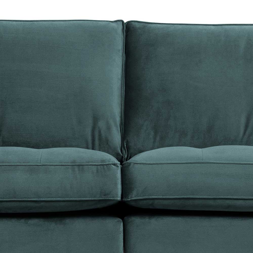 Retrostil Couch Maiwos in Petrol mit Samtbezug