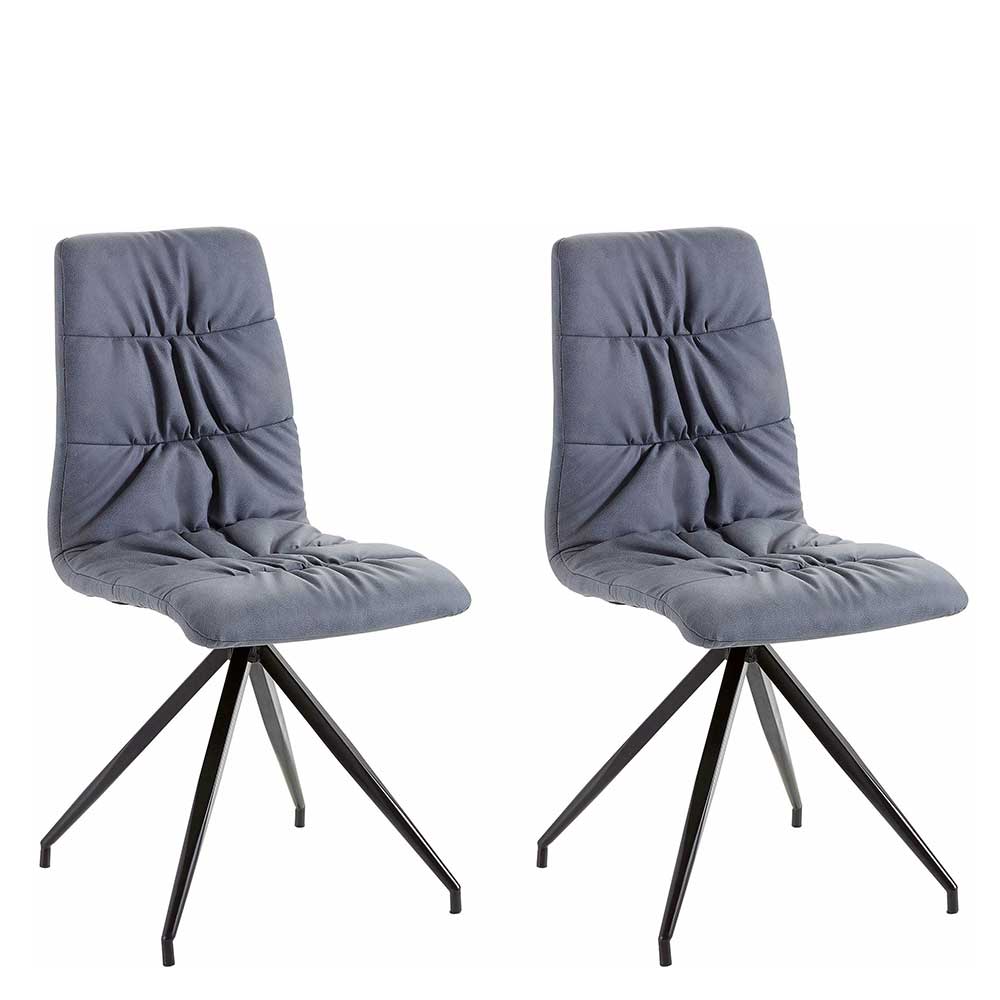 2 Stühle Esszimmer Cherry in Blaugrau und Schwarz mit hoher Lehne (2er Set)