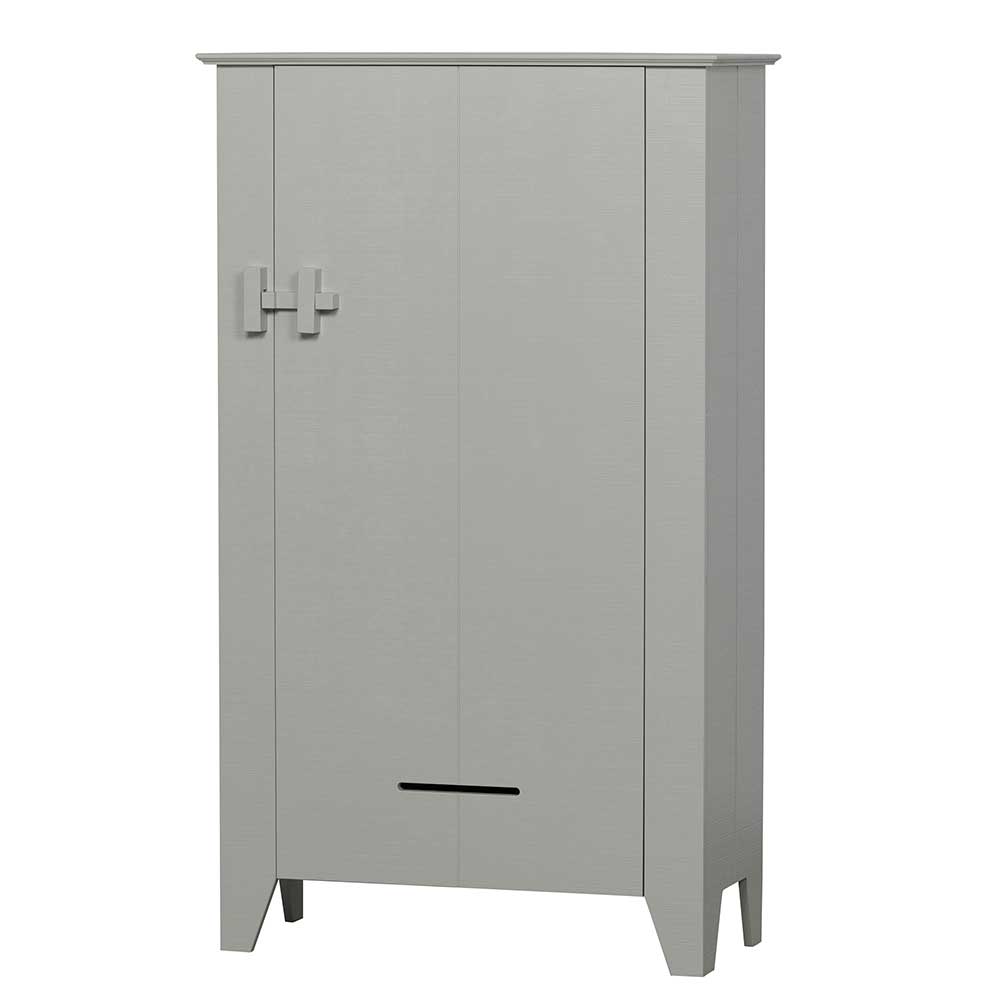 Grauer Wäscheschrank Mila im Skandi Design 142 cm hoch