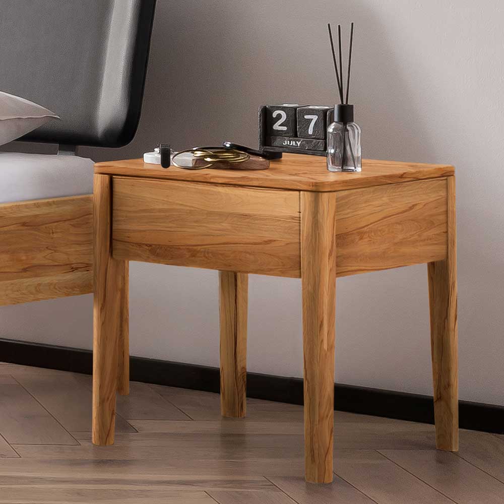 Wildbuche Doppelbett Nigari aus Massivholz 216 cm tief