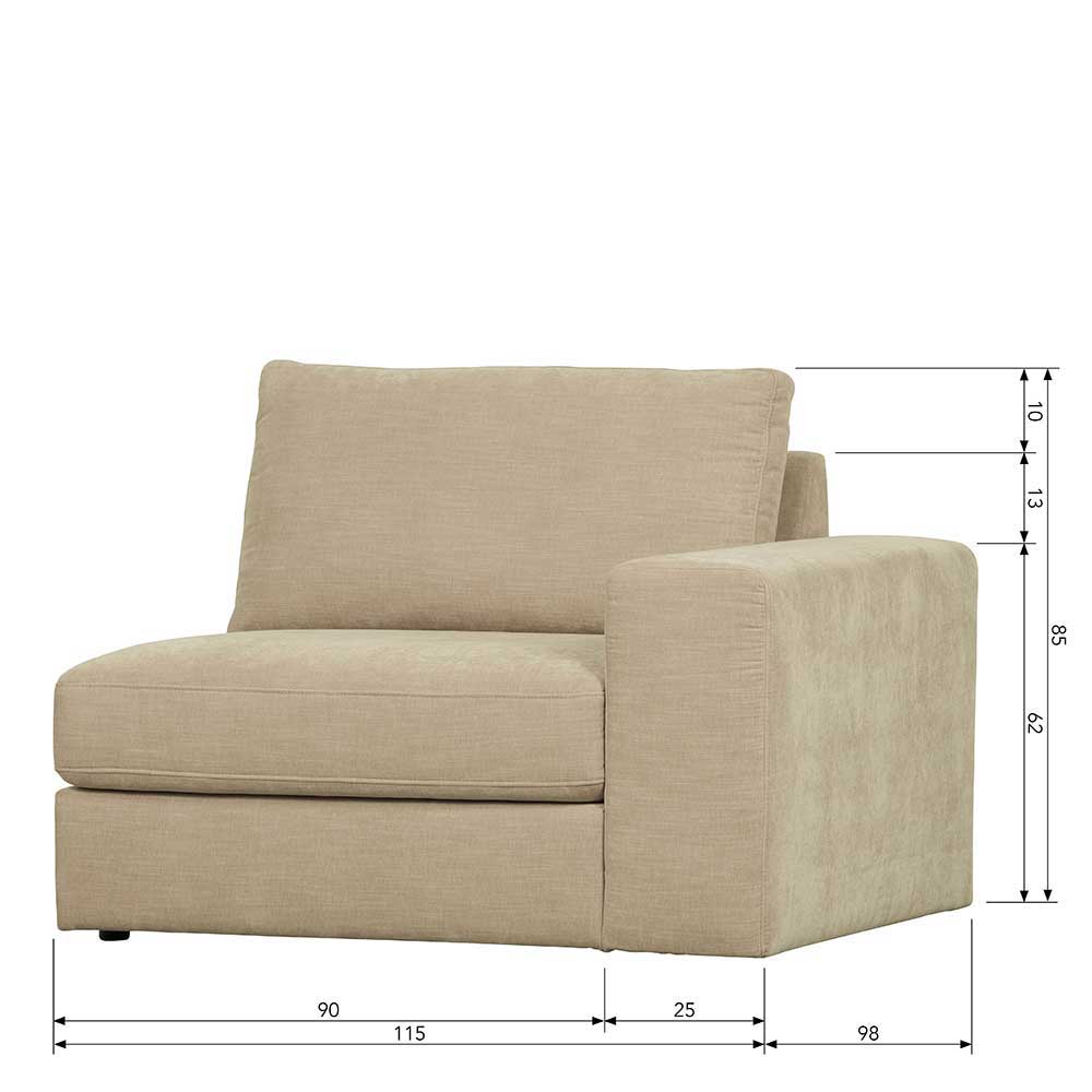 Dreisitzer Modulsofa Pilamonia in Beige mit 44 cm Sitzhöhe