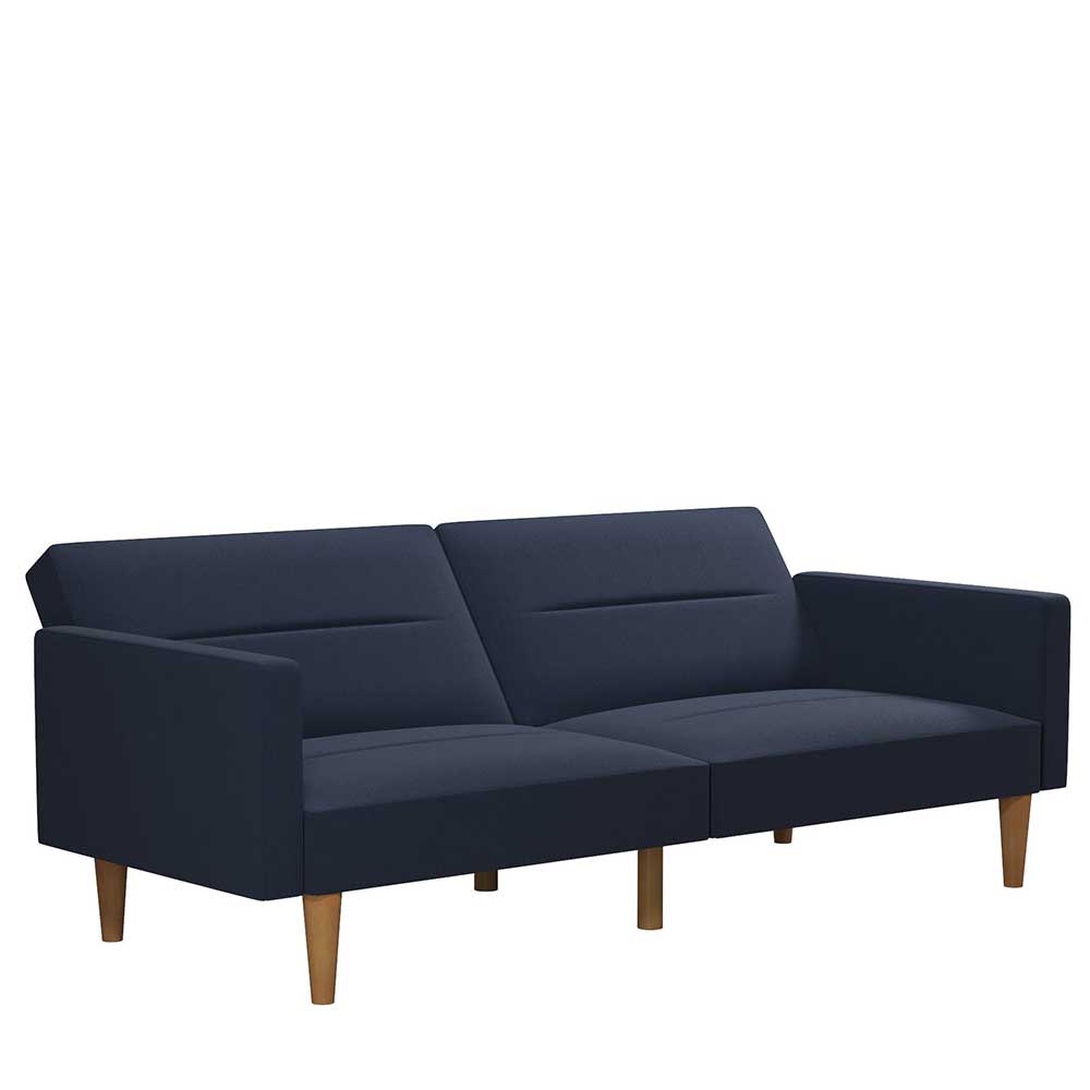 Dunkelblaues Schlafsofa Secilia mit Rücken Klappmechanik 204 cm breit