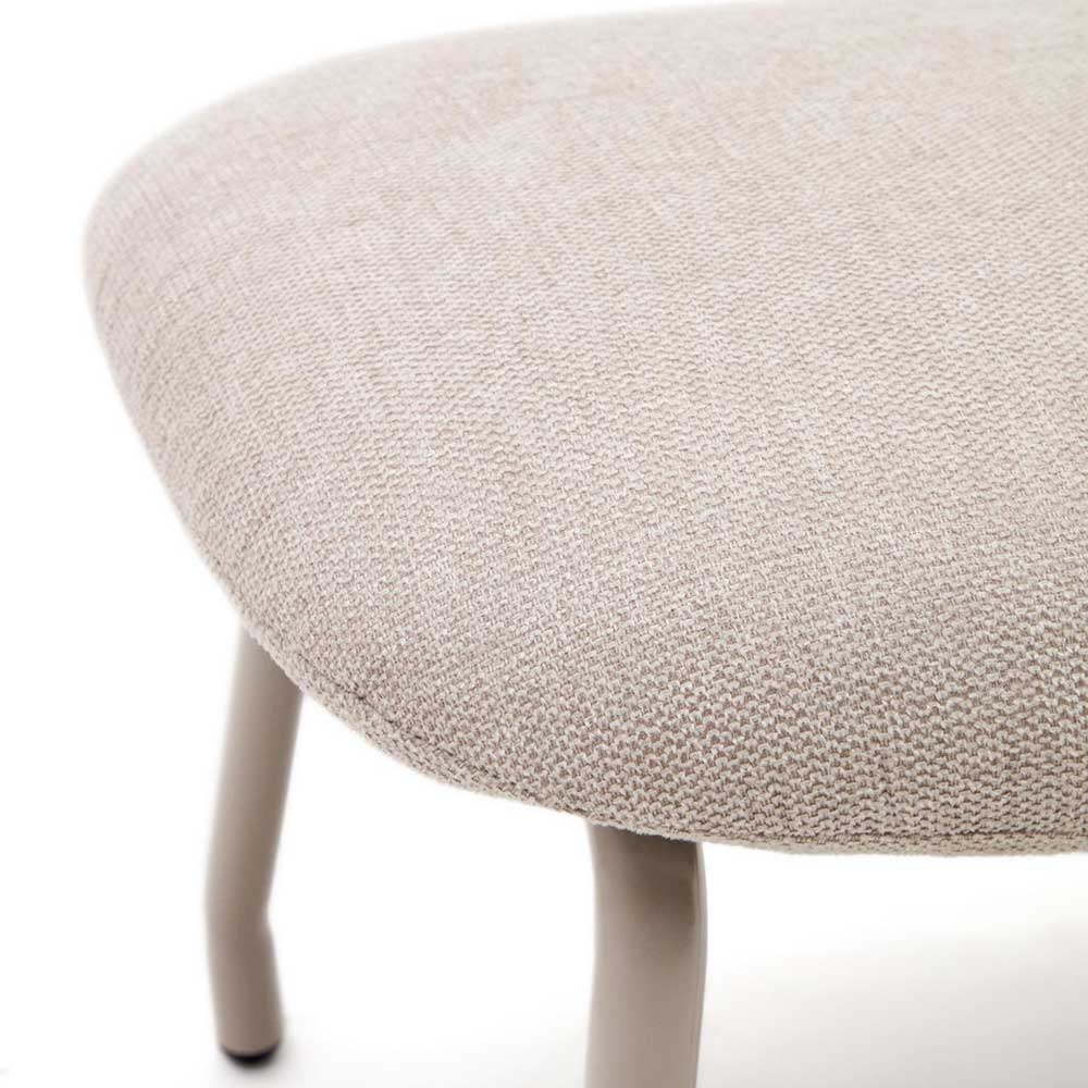 Hocker zum Sessel Deverino in Beige und Weiß mit Vierfußgestell aus Metall