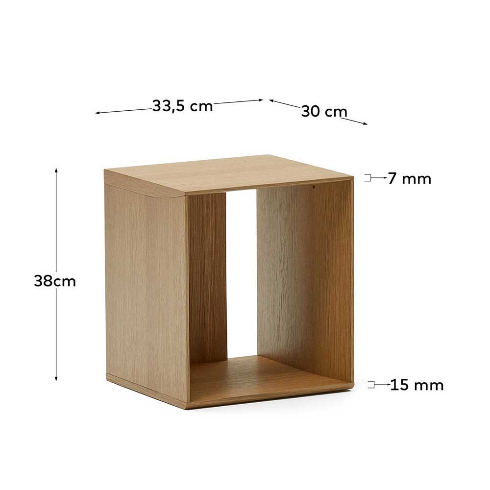 Modulares Regal Kuta in Eichefarben furniert - lackiert (neunteilig)