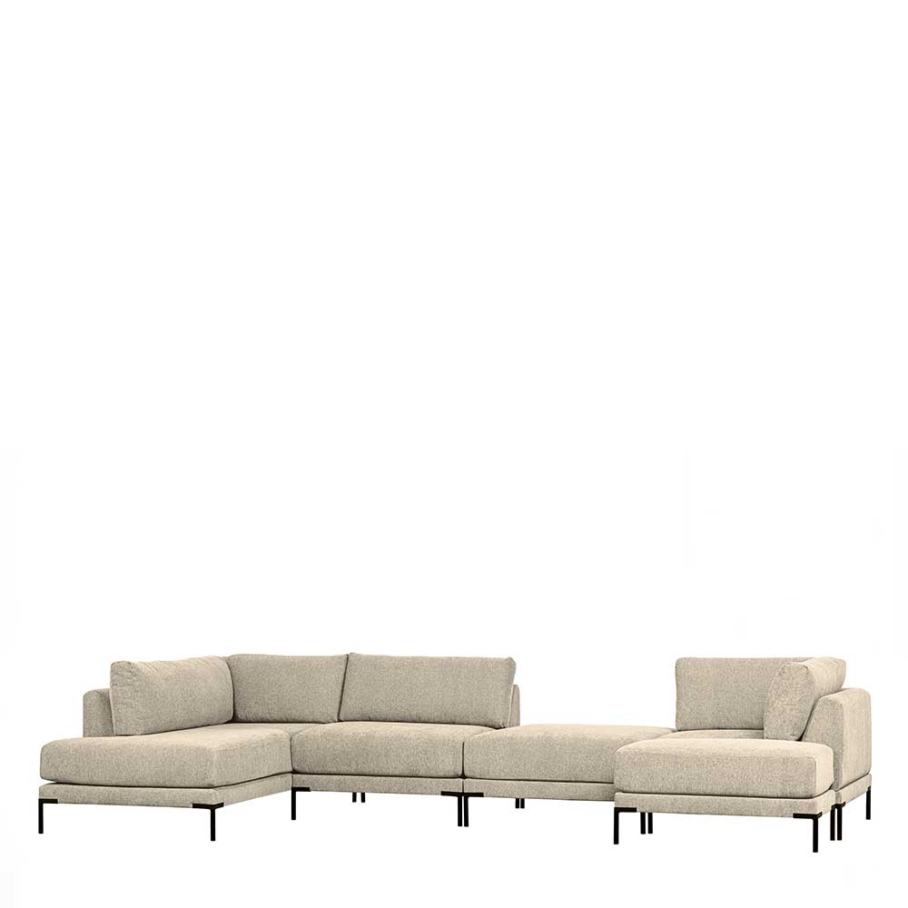 Modul Sofa Beige Imdyano 400 cm breit mit Gestell aus Metall (fünfteilig)