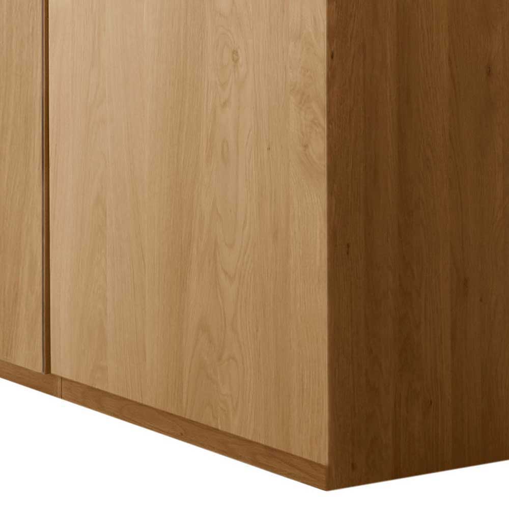 Kleiderschrank Veyfas in Beige und Eiche mit Glas beschichtet