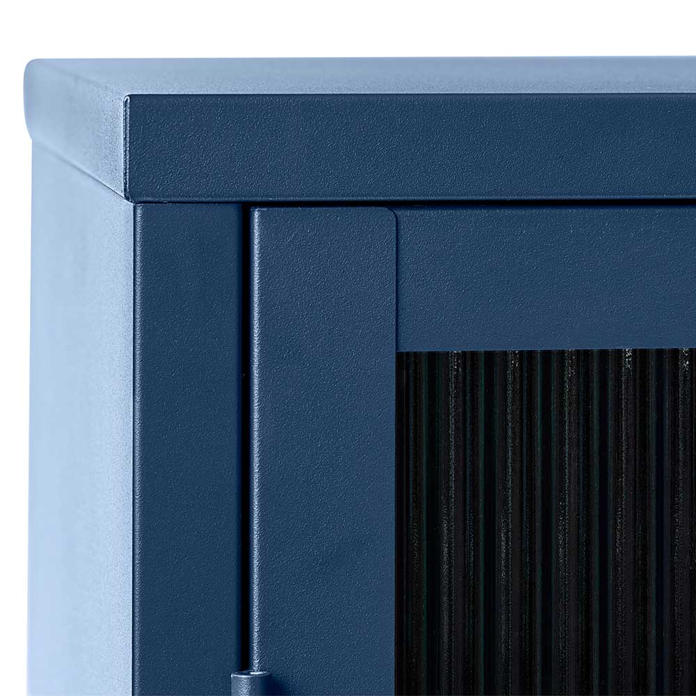 Wohnzimmervitrinenschrank Malerian in Blau aus Glas und Metall