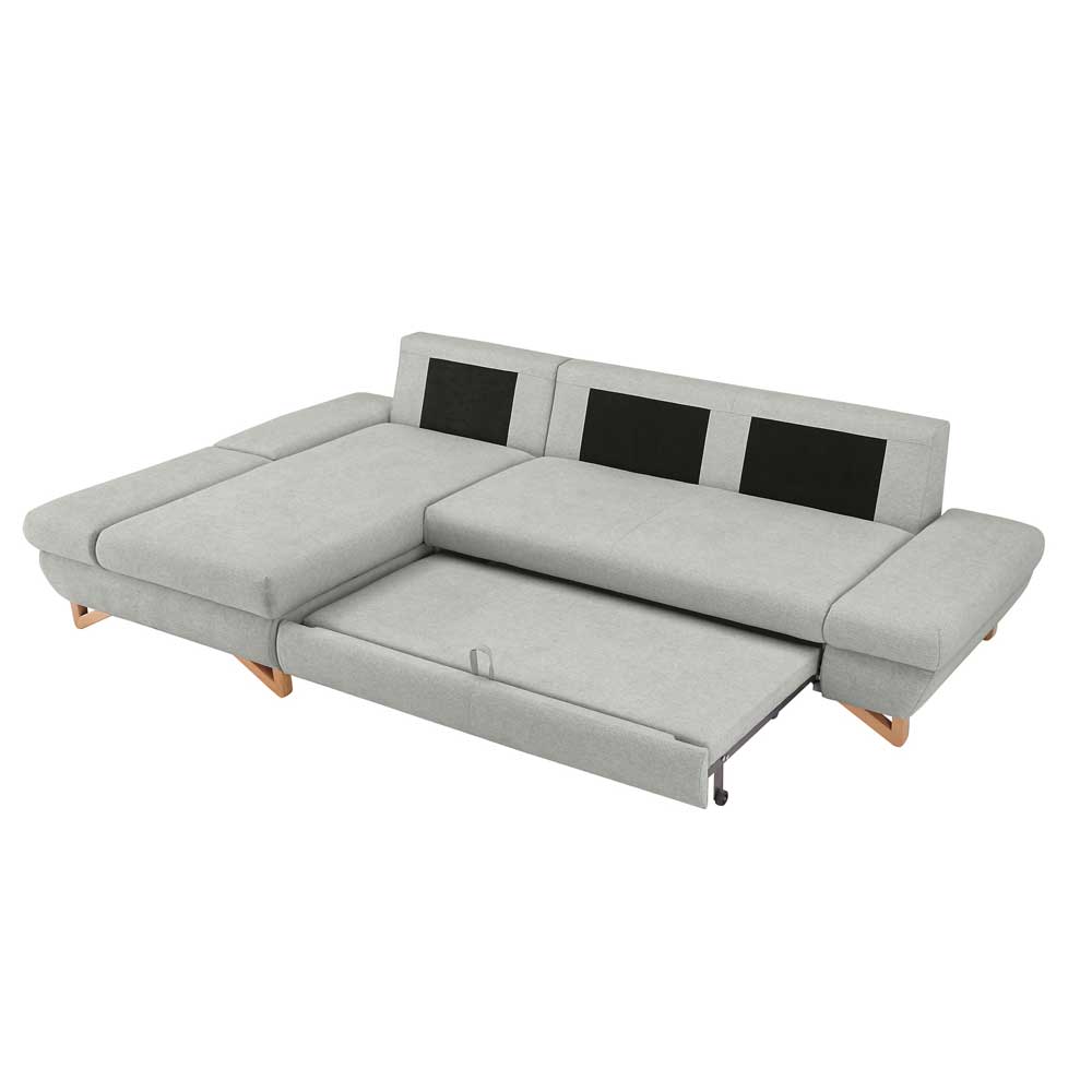 Sofa mit Bettfunktion Envus in Hellgrau im Skandi Design