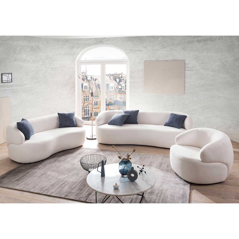 Weißes Dreisitzer Sofa Estreviu im Skandi Design 220 cm breit