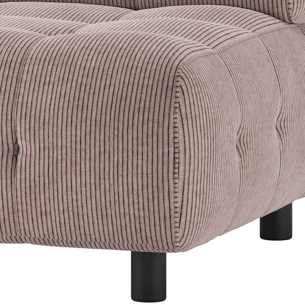 Modul Sofa Element Mauritius in Mauve mit Vierfußgestell aus Massivholz