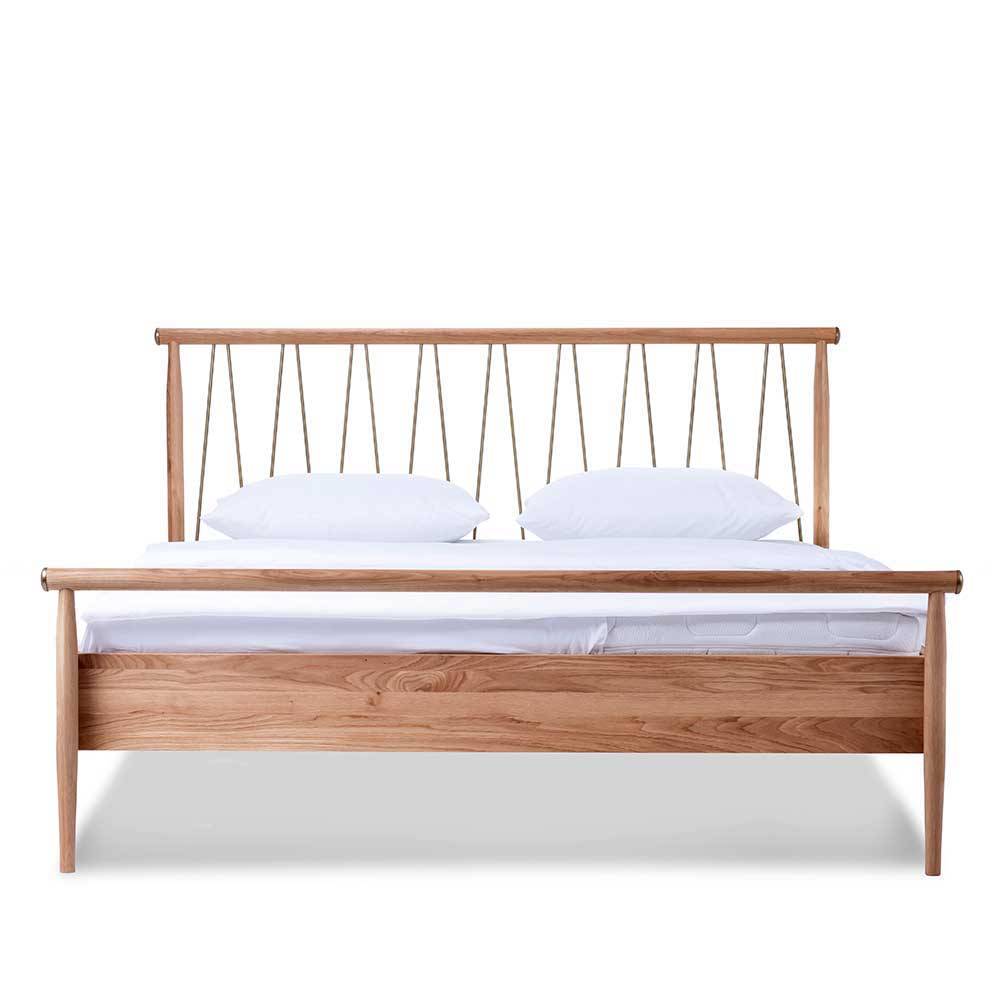 Doppelbett Kairo in Wildeiche Honigfarben im Skandi Design