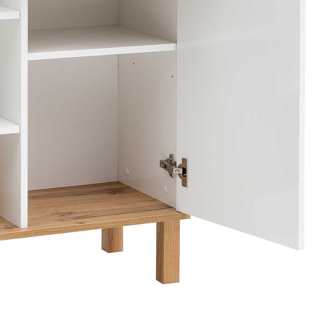 Badschrank Miscros im Skandi Design mit Holzgriffen