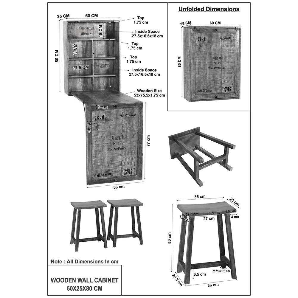 Landhausstil Hocker Tischgruppe Vida in Antikweiß mit klappbarem Tisch (dreiteilig)