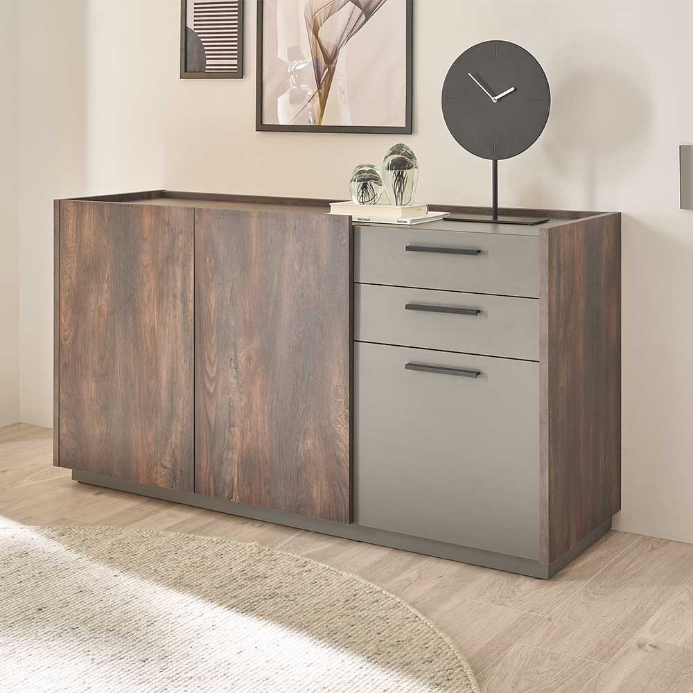 Sideboard Hanniba in Eiche dunkel und Anthrazit