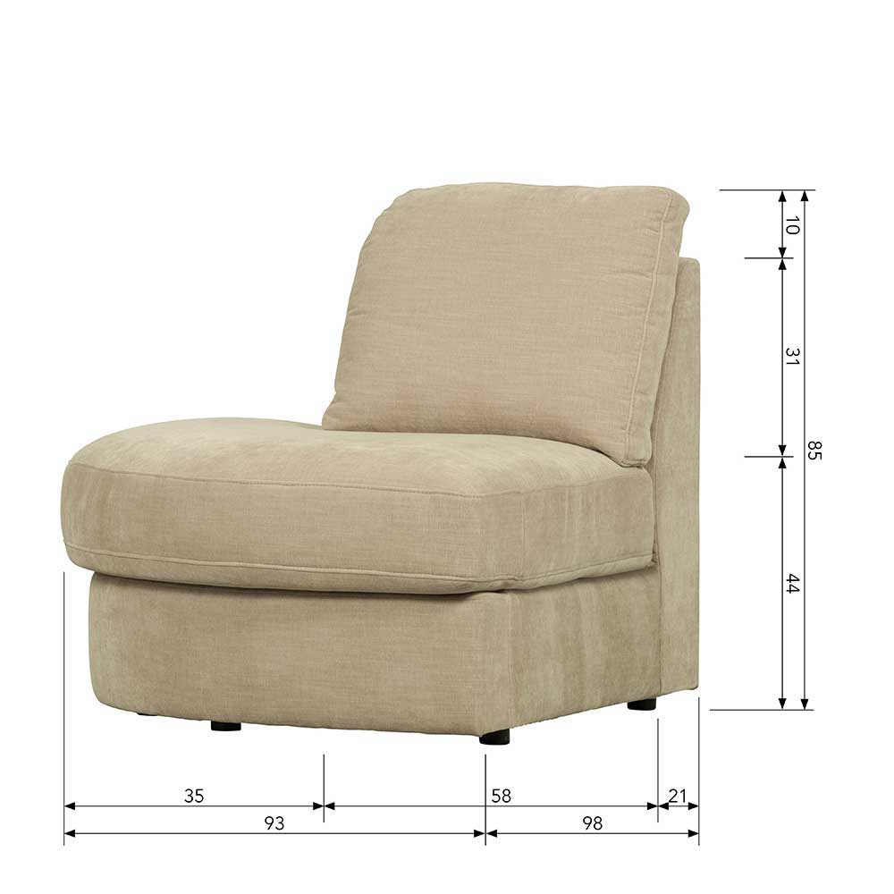 Dreisitzer Modulsofa Pilamonia in Beige mit 44 cm Sitzhöhe