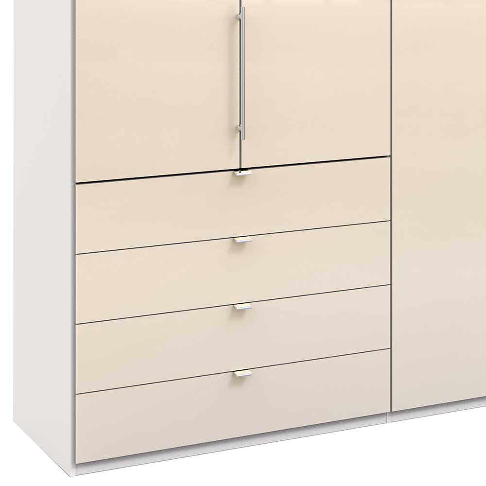 Großer Schlafzimmerschrank Invelita in Creme Weiß mit Falttüren