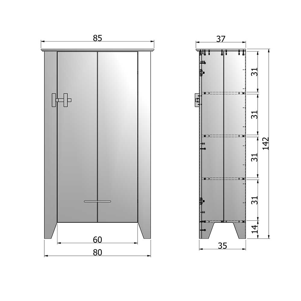 Hochschrank Abeka in Schwarz Kiefer massiv