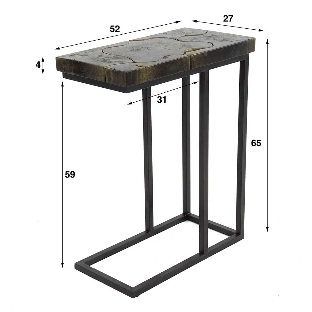 Beistelltisch Memionda mit Massivholzplatte im Industry und Loft Stil