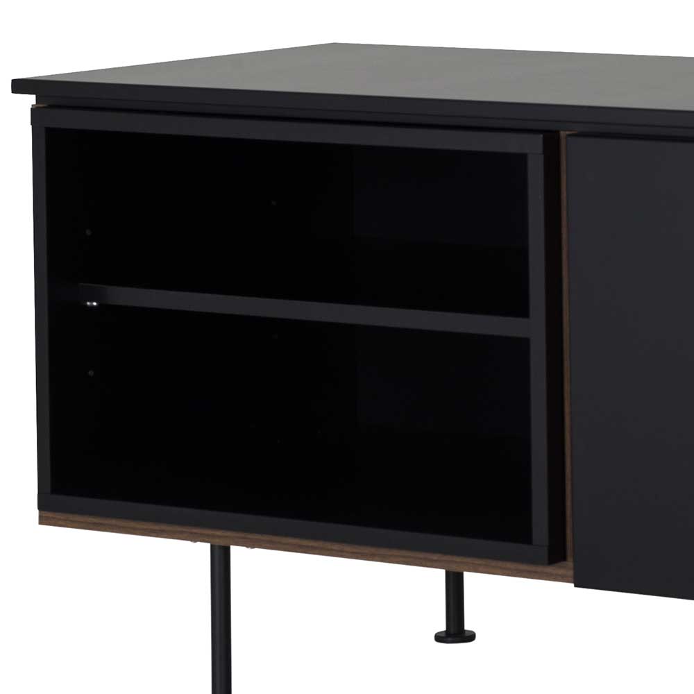 TV Tisch Longos in Schwarz und Walnussfarben 180 cm breit