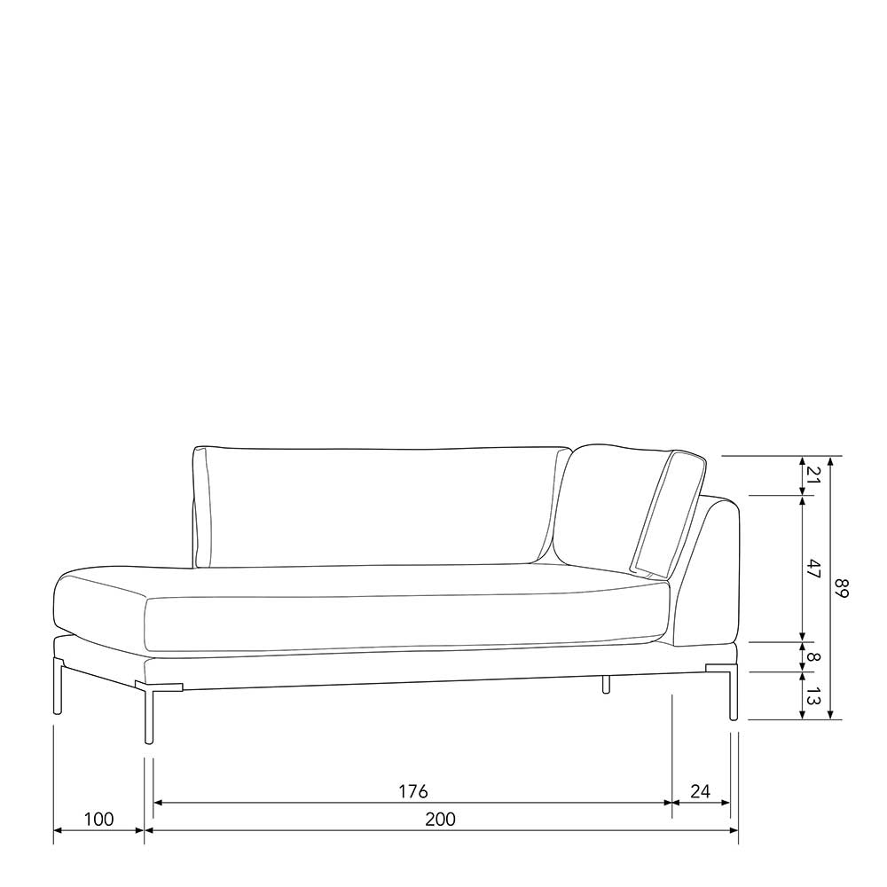 Modulare Sofa Chaiselongue Skaceto in Dunkelgrün Lehne rechts