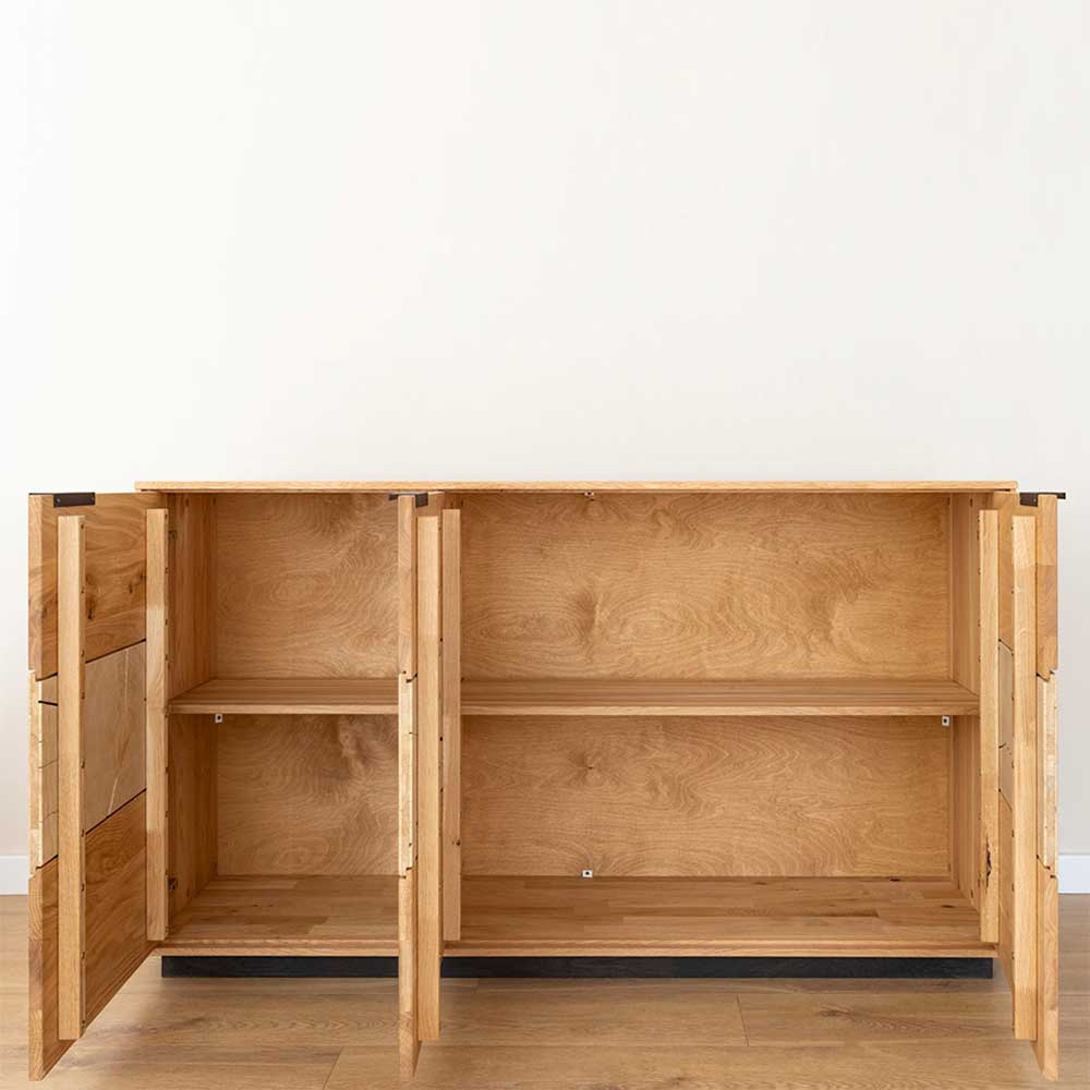 Sideboard Tenna mit Hirnholz Applikation aus Eiche Massivholz