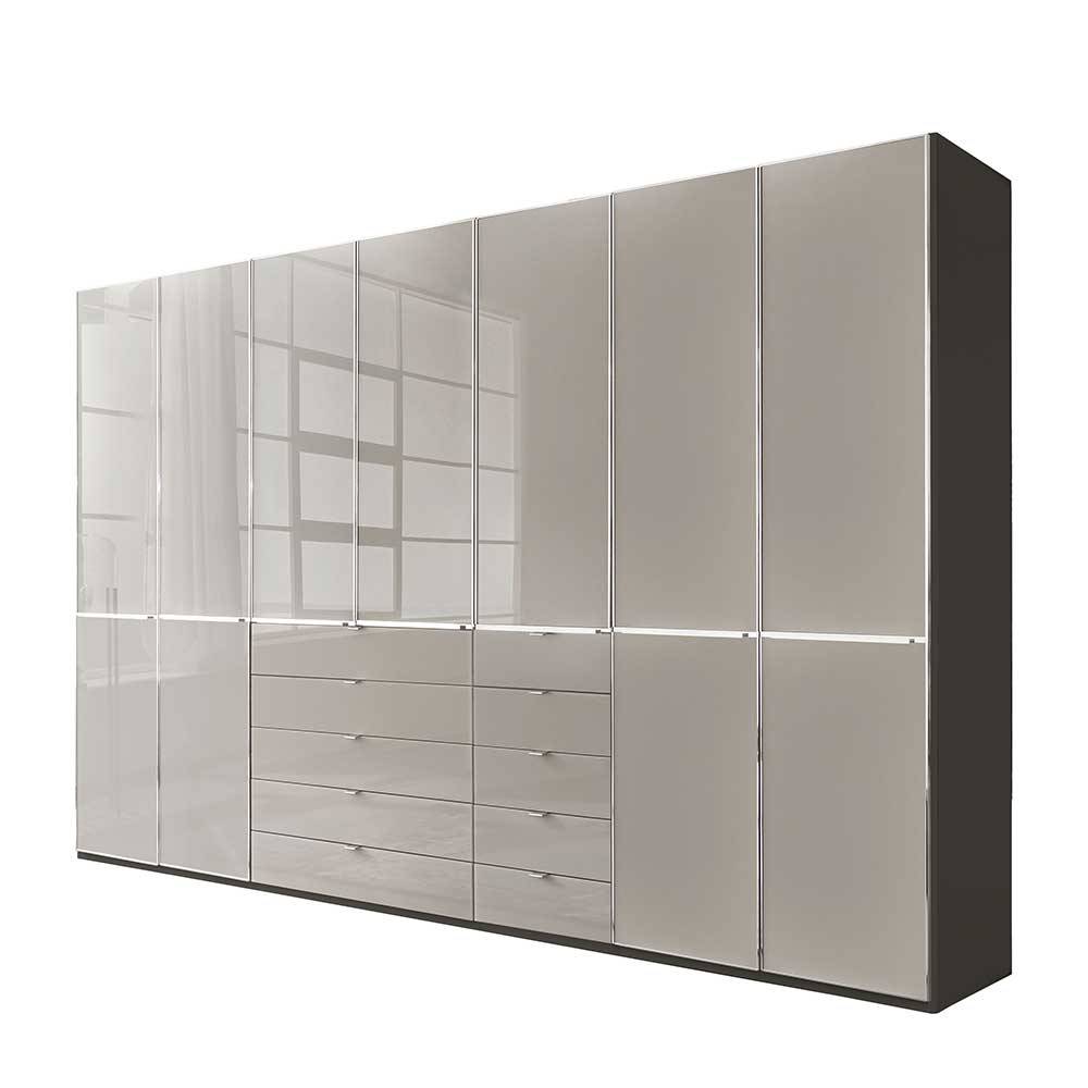 Kleiderschrank mit Glasfront Sanctos in Braun und Hellgrau