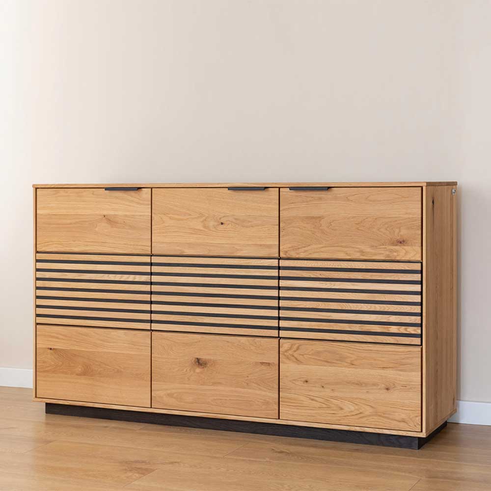 Sideboard Deruta aus Eiche Massivholz mit Metallgriffen