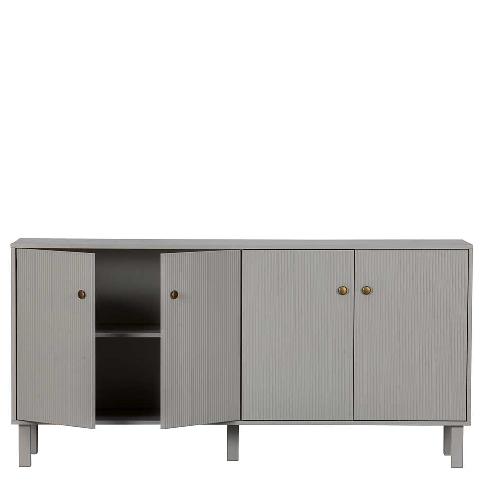 Skandi Design Esszimmersideboard Novelya in Grau mit Massivholztüren