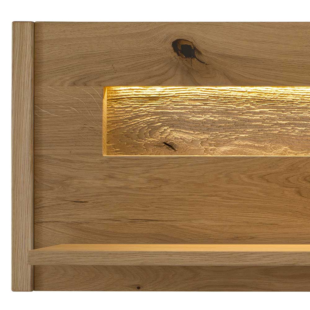 Wildeiche Massivholzregal Klever 156 cm breit - mit Rückwand