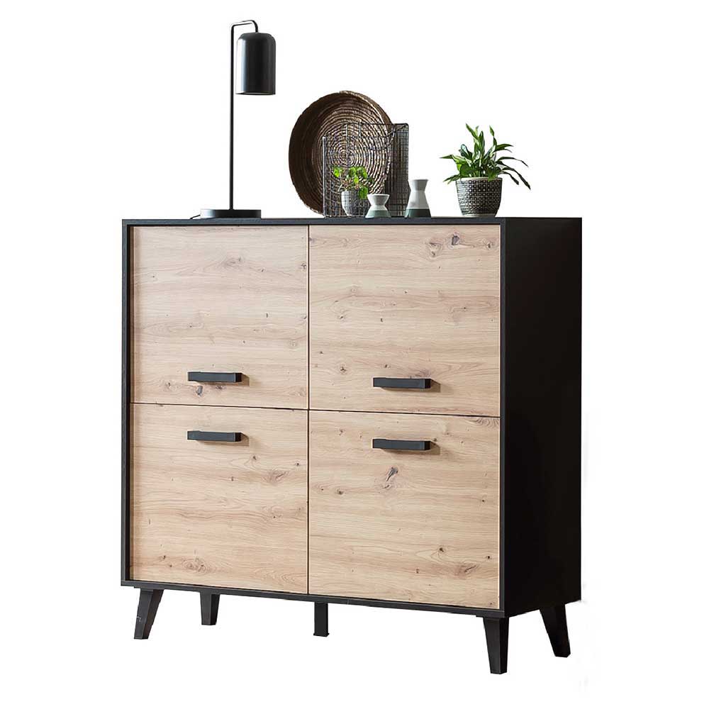 Esszimmer Highboard Liazuria mit 4 Türen in Wildeichefarben