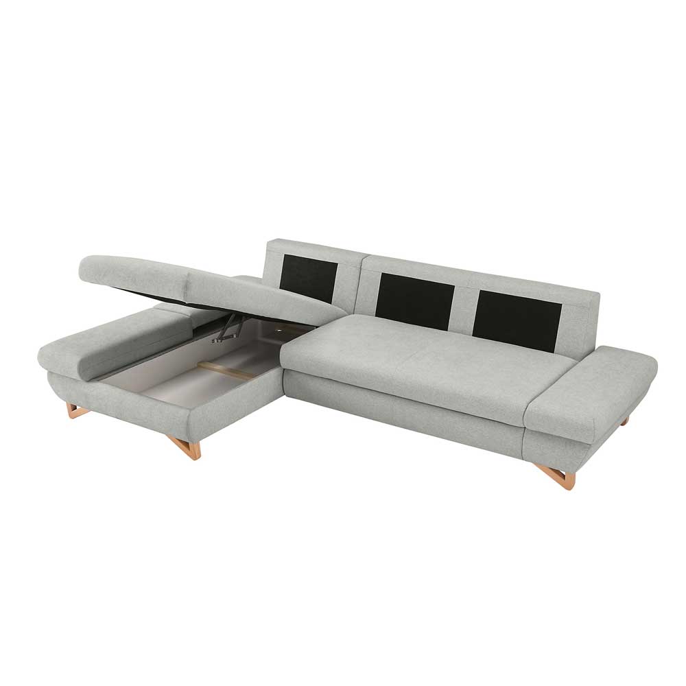 Sofa mit Bettfunktion Envus in Hellgrau im Skandi Design