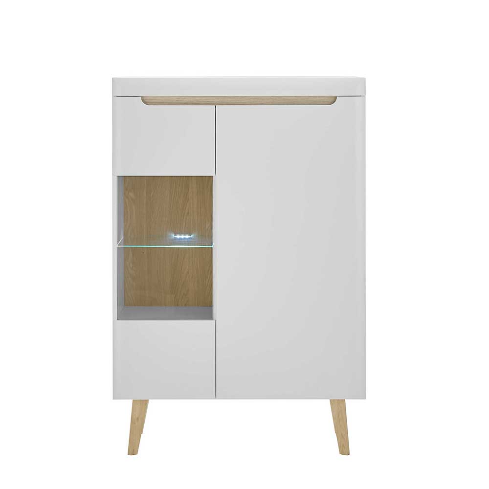 Wohnzimmer Highboard Jasturian mit Glastür im Skandi Design