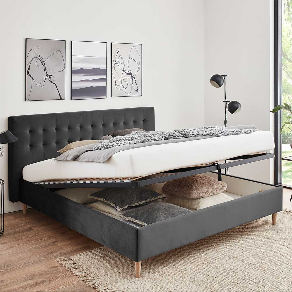 Doppel Bett Balcanov in Dunkelgrau - modernes Design