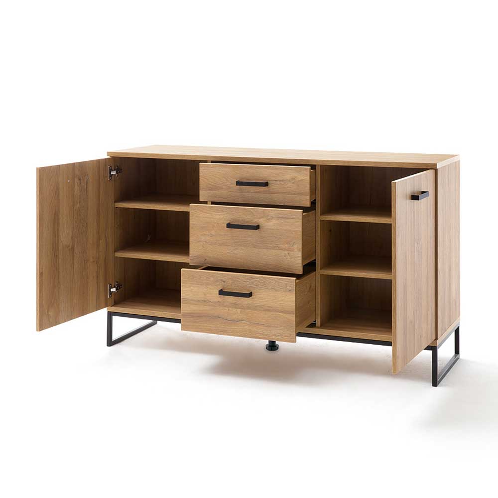 Sideboard Apyras in Wildeichefarben und Schwarz modern