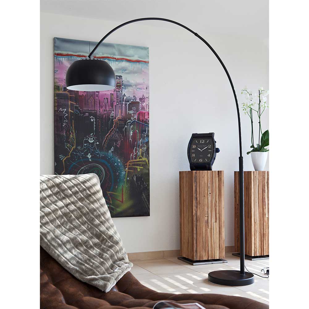 Bogen Stehlampe Finora in Schwarz 195 cm hoch