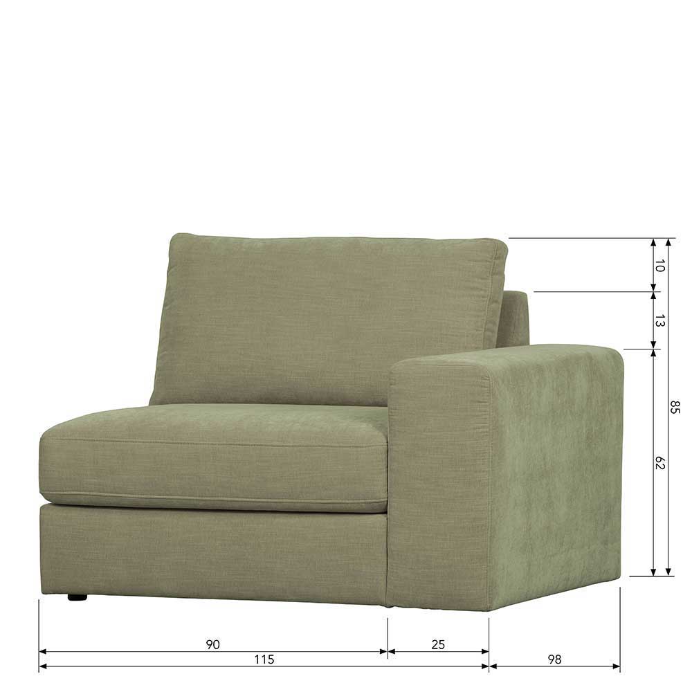 Zweisitzer Couch Karyon - modernes Modulsofa in Graugrün