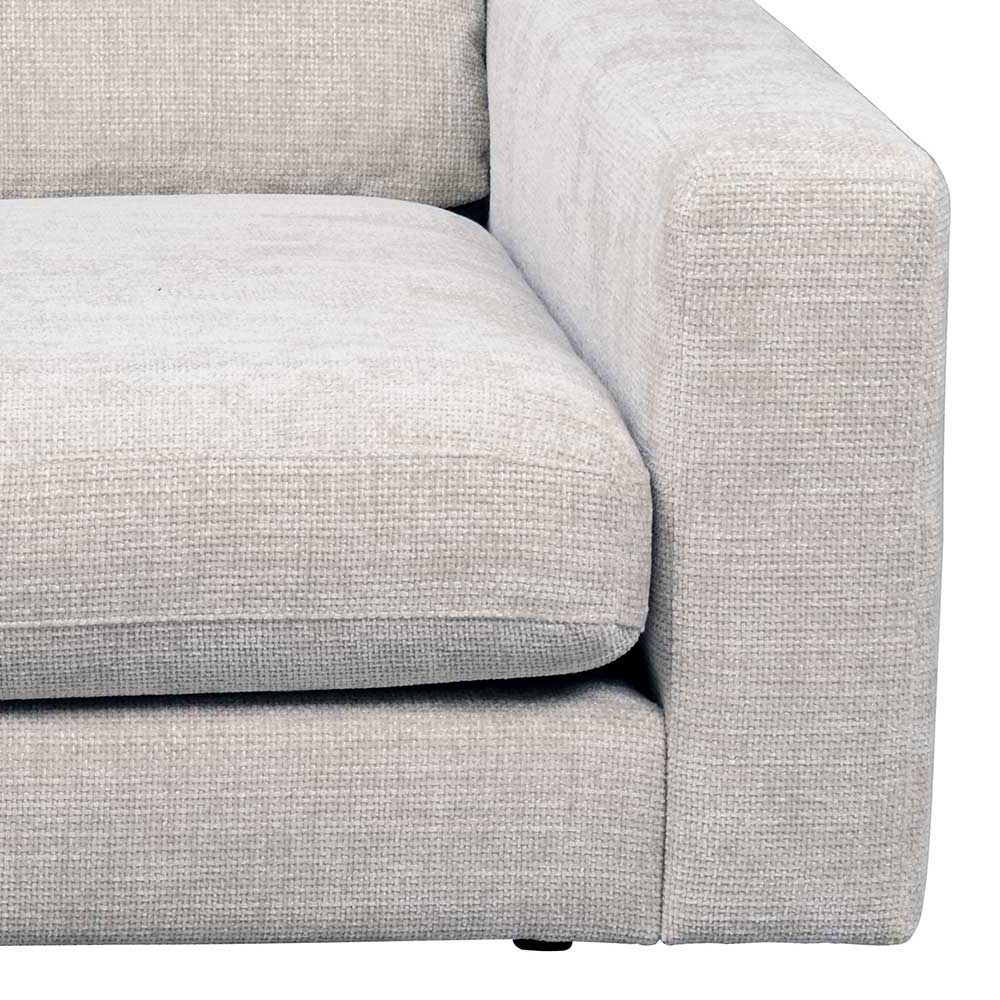 Kleines Sofa Stokes 129 cm breit in Hellgrau Webstoff