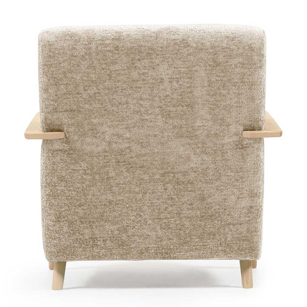 Retrostil Lounge Sessel Slope in Beige mit Vierfußgestell aus Esche