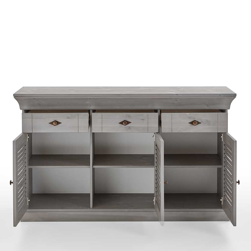 Sideboard in Kiefer Grau Wallow im Landhausstil 144 cm breit