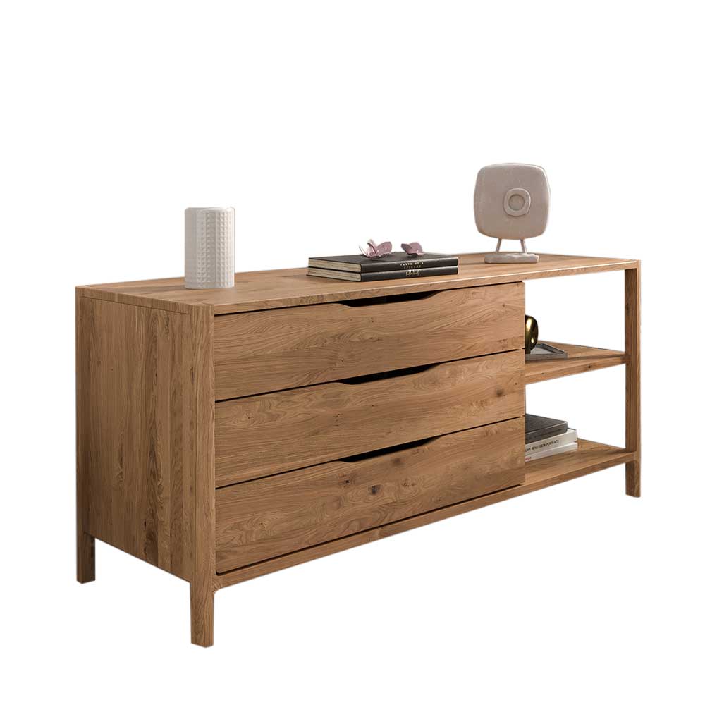 Sideboard Koropi aus Wildeiche Massivholz mit zwei offenen Fächern