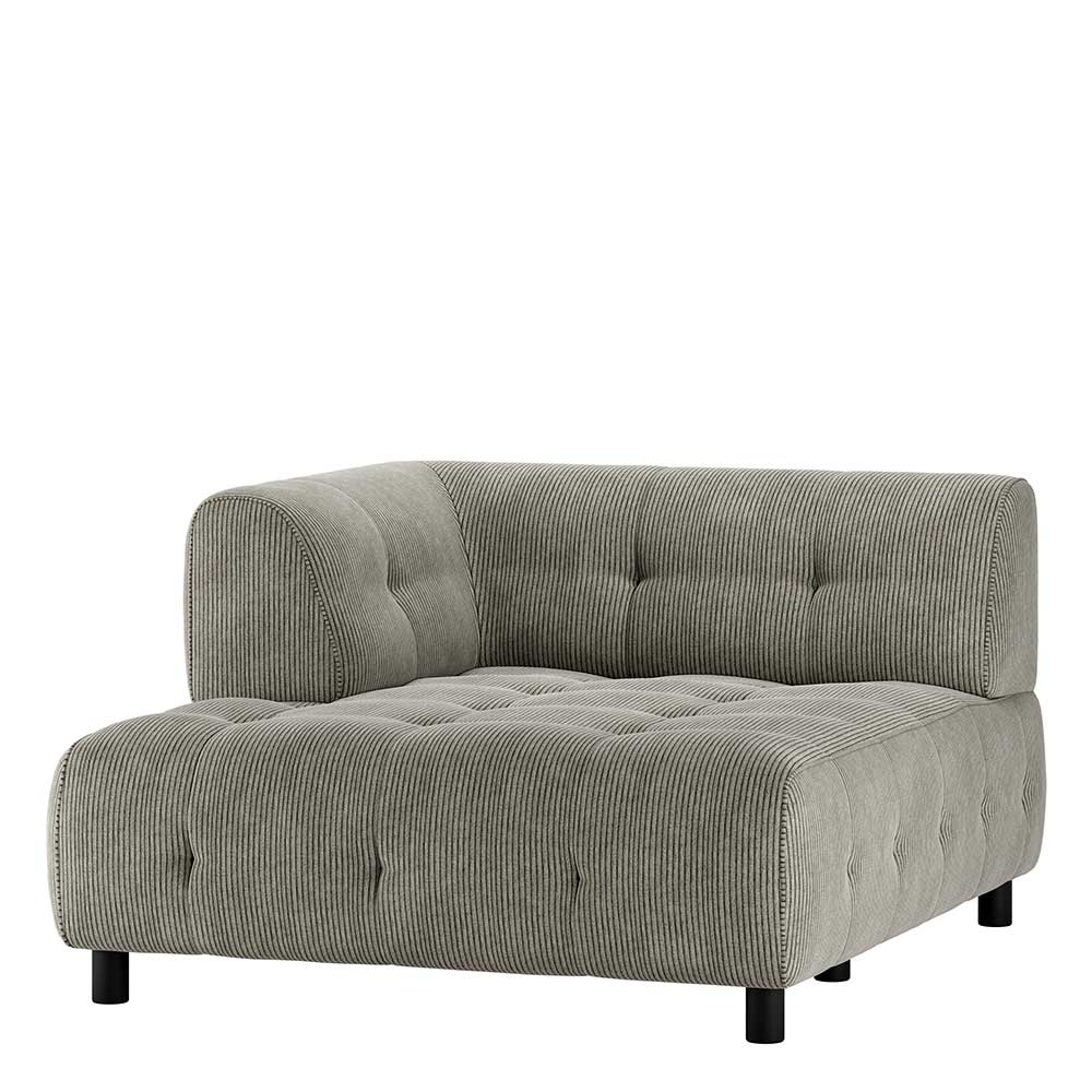 Cord Modulsofa Ecke links Catluma in Graugrün 122 cm breit