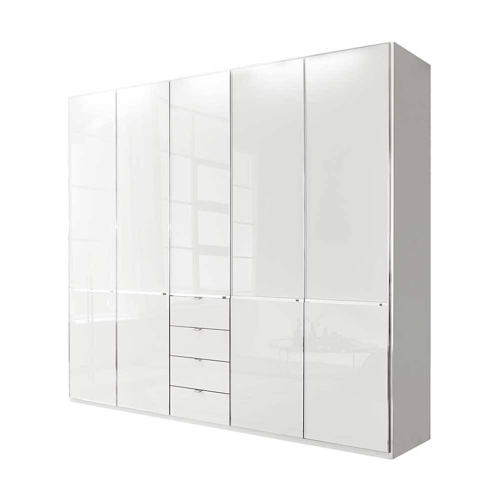 Weißer XL Kleiderschrank Bean 247 cm breit und 216 cm hoch