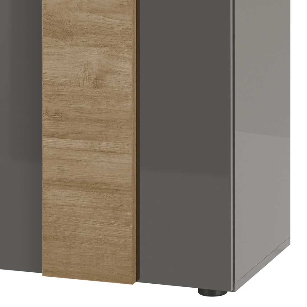 Wohnzimmer Highboard Mapsy in Dunkelgrau und Eichefarben