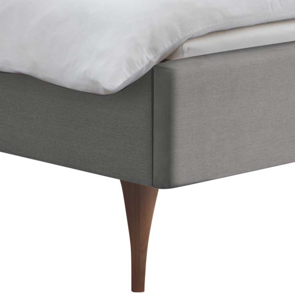 Skandi Design Stoffbett Latiroca in Grau und Kernbuchefarben