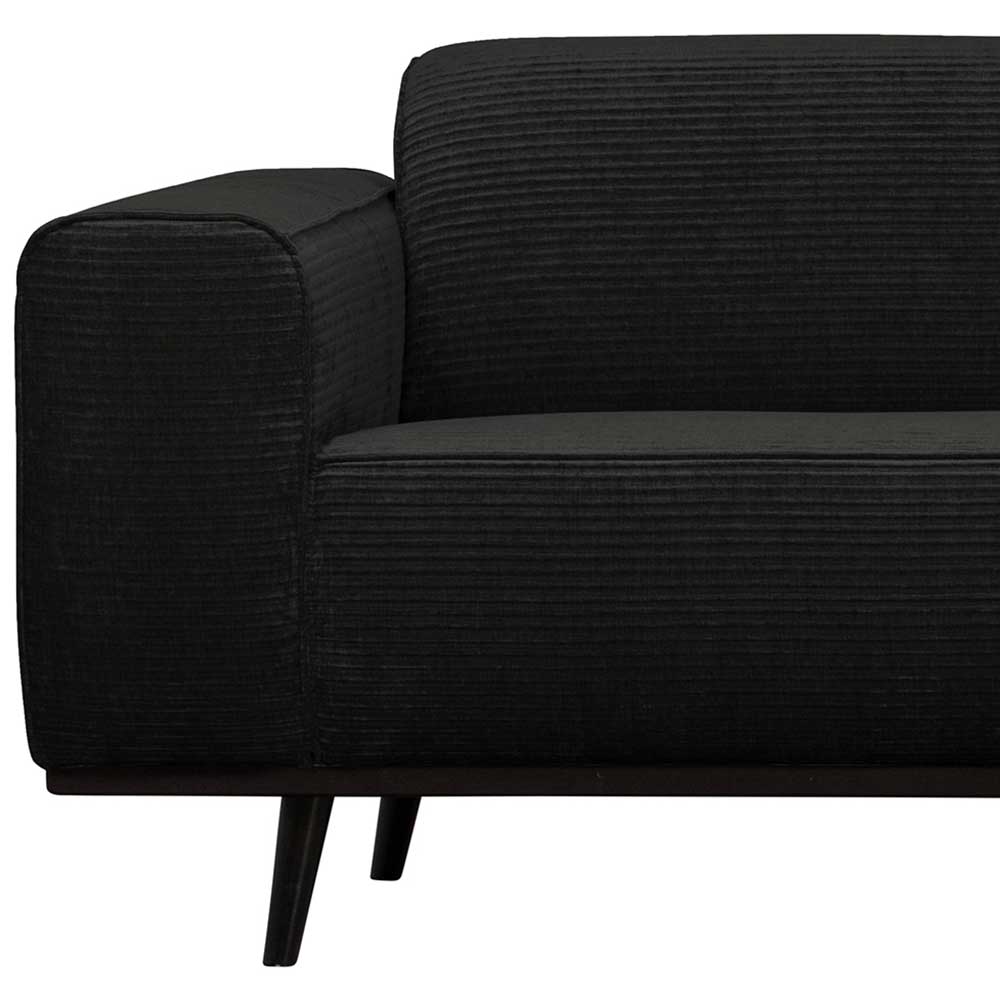 Luxus Ecksofa Piasa in Dunkelgrau mit Rippstoff Bezug